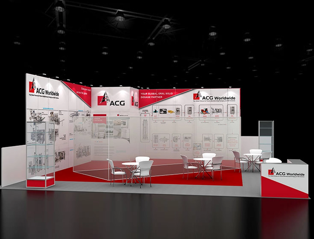 Trade booth 30x30 with corner LED towers